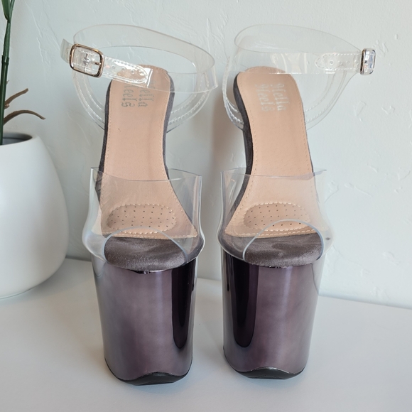 NWOB Hella Heels Metallic Stilettos Liquid Gunmetal 8" Heel New Fit Chrome - Picture 3 of 10